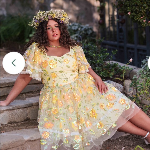 Bramble JESSAKAE sequin dress in yellow medium mini midi - Picture 3 of 6